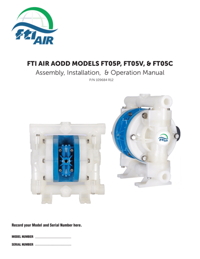 Bombas de diafragma FTI AIR modelo FT05 no metálica Manual de Servicio
