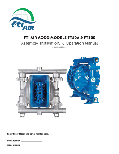 Bombas de diafragma FTI AIR modelo FT10 metálica Manual de Servicio