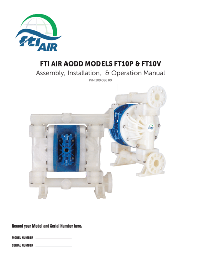 Bombas de diafragma FTI AIR modelo FT10 no metálica Manual de Servicio