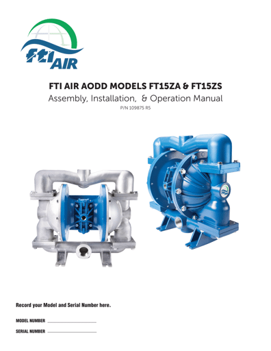 Bombas de diafragma FTI AIR modelo FT15 metálica Manual de Servicio